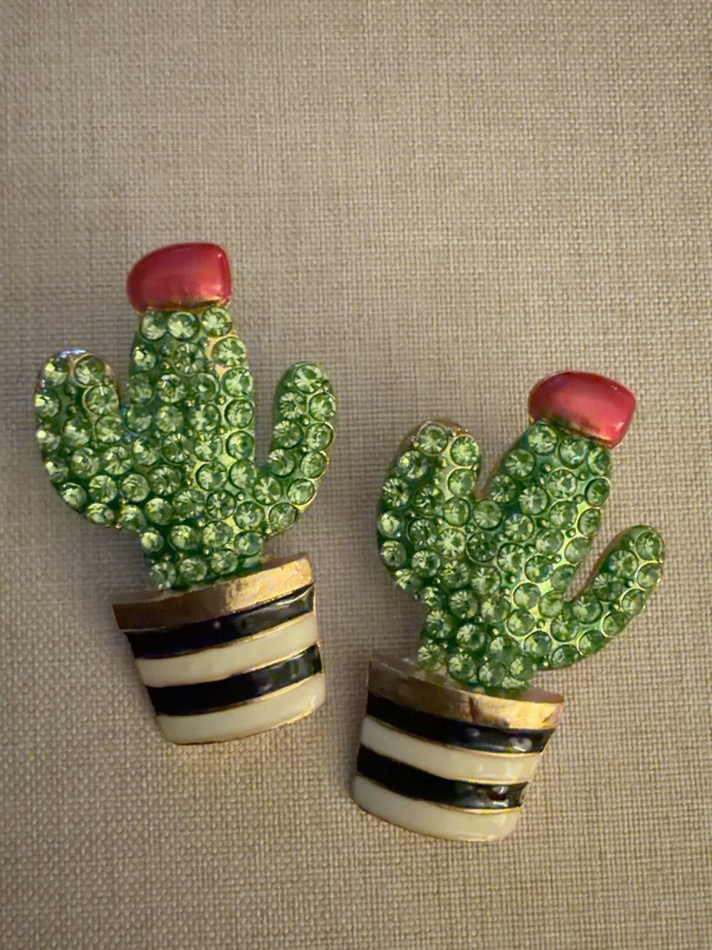 🌵 Rhinestone Cactus Statement Earrings / Jewelry – Enamel Southwest Style